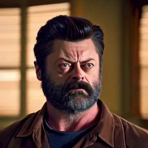 Image similar to nick offerman as wolverine, photorealistic movie still, detailed, 8 k