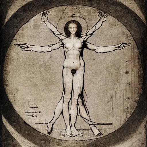 Image similar to Vitruvian woman, by Da Vinci