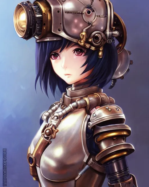 Image similar to portrait Anime Girl in mechanical armor steampunk cute-fine-face, pretty face, realistic shaded Perfect face, fine details. Anime. Bioshock steampunk realistic shaded lighting by katsuhiro otomo ghost-in-the-shell, magali villeneuve, artgerm, rutkowski Jeremy Lipkin and Giuseppe Dangelico Pino and Michael Garmash and Rob Rey