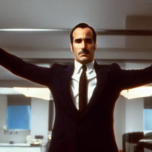 Prompt: Jean Dujardin in American Psycho (1999)