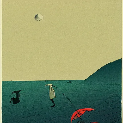 Image similar to The Phantom Below by Hasui Kawase and Lyonel Feininger, high quality, 8k, trending on Artstation, beautiful, surreal