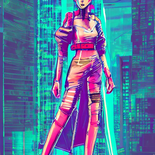 Prompt: cyberpunk outfit, fashion illustration, sketch, vivid colour, artistic, rough paper