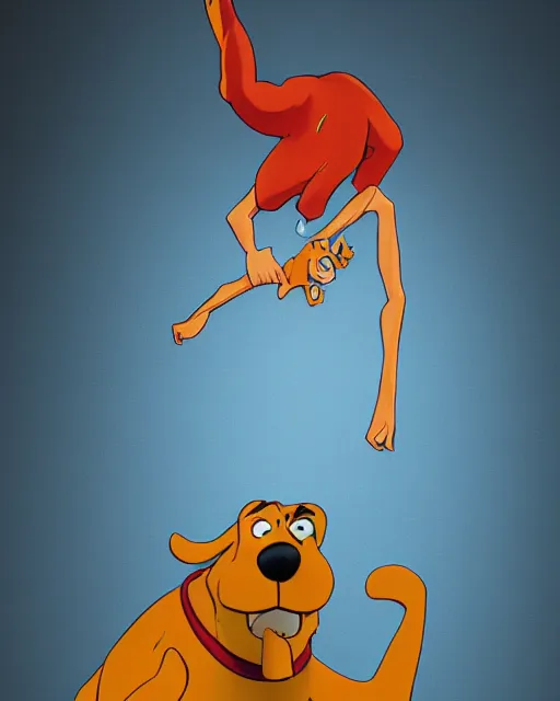 Prompt: Scooby Doo doing a backflip, studio lighting, white background, blender, trending on artstation, 8k, highly detailed