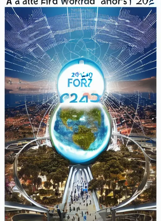 Image similar to a poster for the 2 0 4 5 world's fair