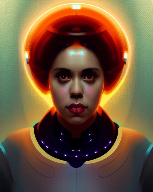 Image similar to symmetry portrait of poly styrene, sci - fi, tech wear, glowing lights intricate, elegant, highly detailed, digital painting, artstation, concept art, smooth, sharp focus, illustration, art by artgerm and greg rutkowski and alphonse mucha