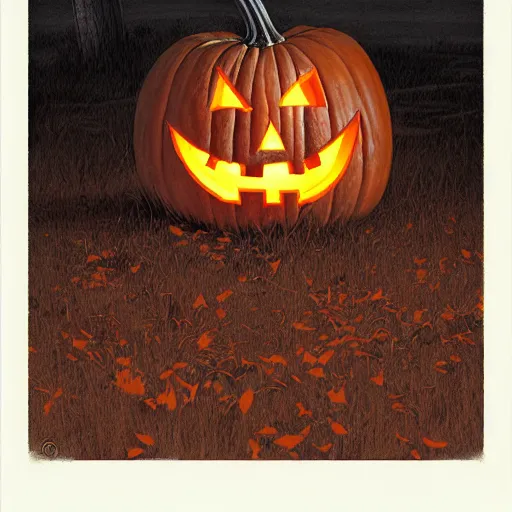 Image similar to close up of halloween pumpkin in graveyard at midnight, pencil sketch, realistic shaded, fine details, realistic shaded lighting poster by greg rutkowski