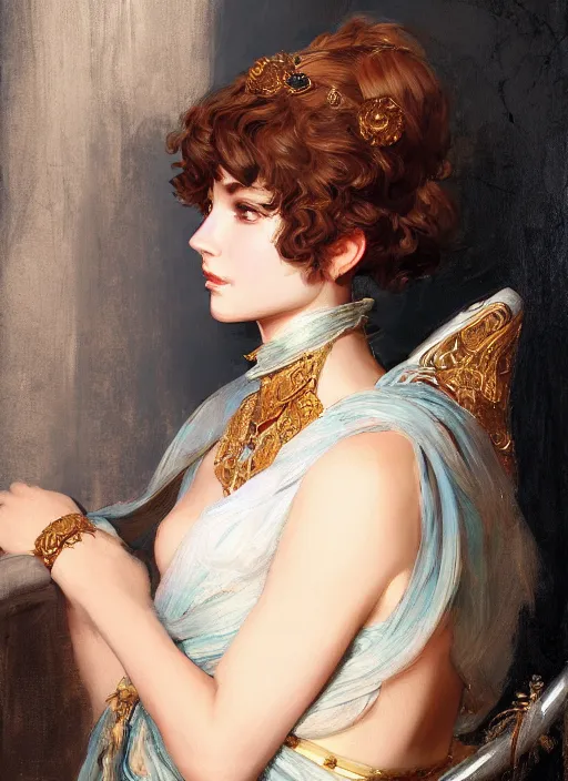 Prompt: portrait of an elegant ancient roman character in ornate armor, by ilya kuvshinov, by thomas lawrence, by bayard wu, trending on artstation, masterpiece