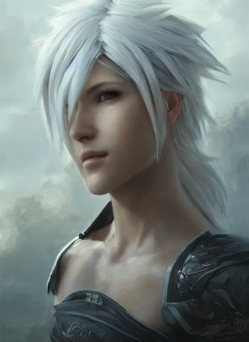 Prompt: realistic portrait painting of cloud from final fantasy, old mystic ruins, afternoon, intricate, elegant, highly detailed, digital painting, sharp, focus, by artgerm and greg rutkowski