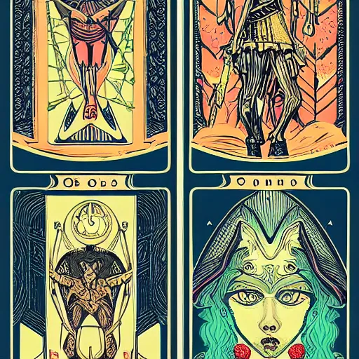 Image similar to tarot cards in modern aesthetics, detailed, stylized, artstation, extreme aesthetic