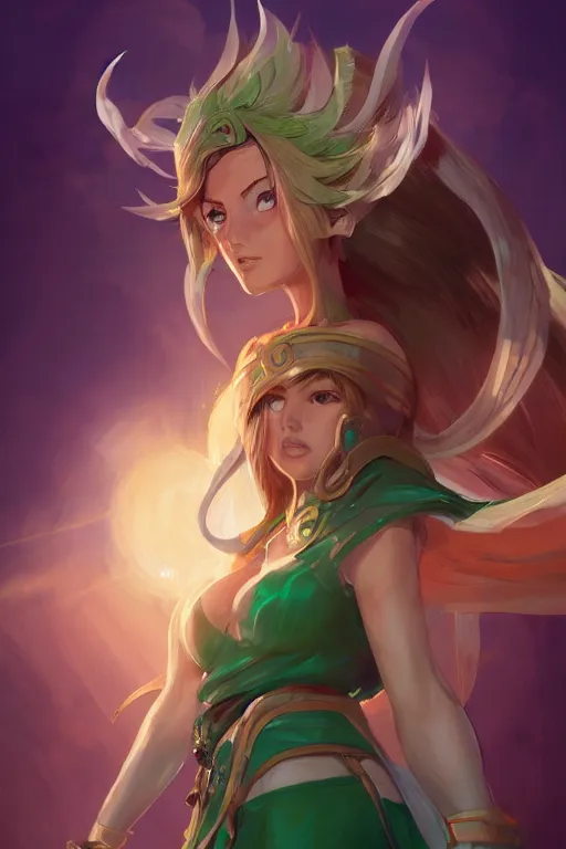 Prompt: portrait, head and torso only, palutena smash, r / kidicarus, design by lois van baarle by sung choi by john kirby artgerm and greg rutkowski and magali villeneuve mage fighter assassin, trending on artstation, concept art, fine detail, sharp detail, masterpiece