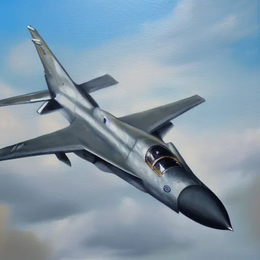 Image similar to oil painting of a military jet