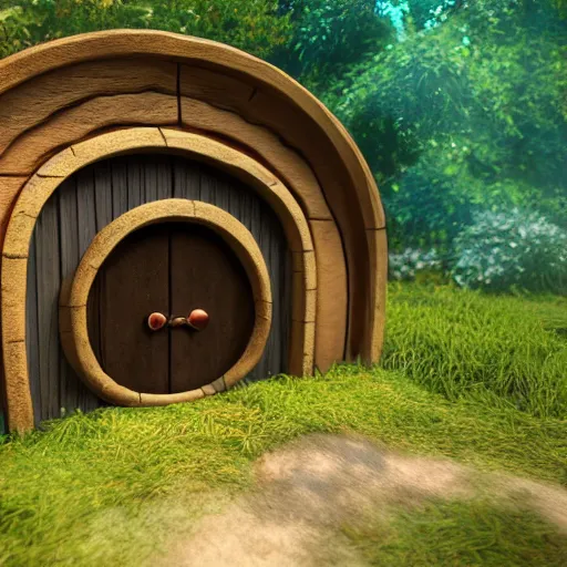 Prompt: hobbit house,doodad,realistic,volumetric lighting,sharp focus,photorealistic,detailed