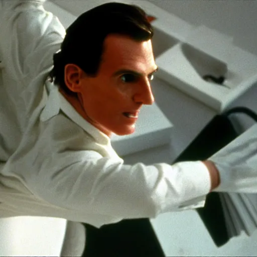 Image similar to greek statue of Patrick Bateman, viewed from above, in American Psycho (1999)