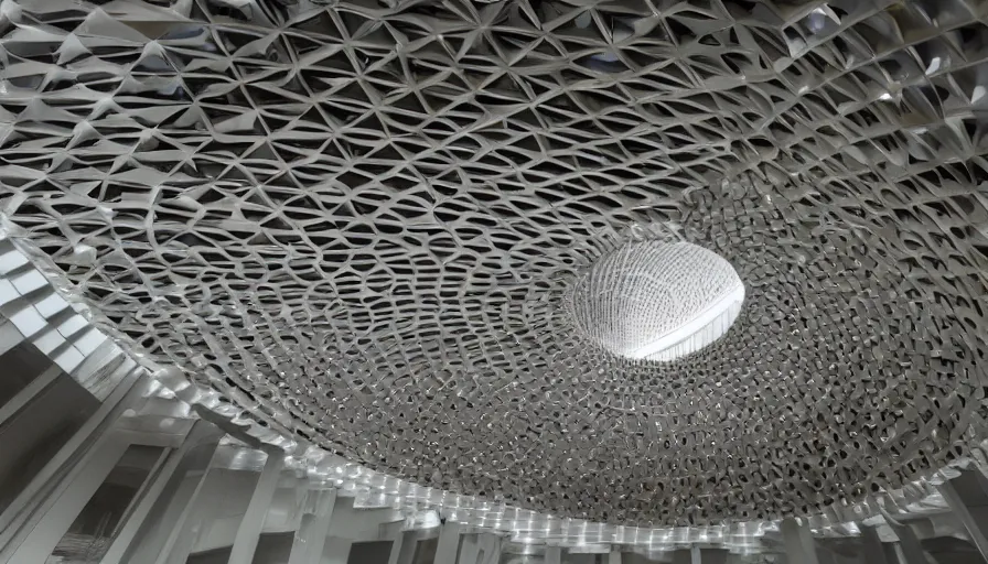 Image similar to neofuturistic beehive, interior photograph