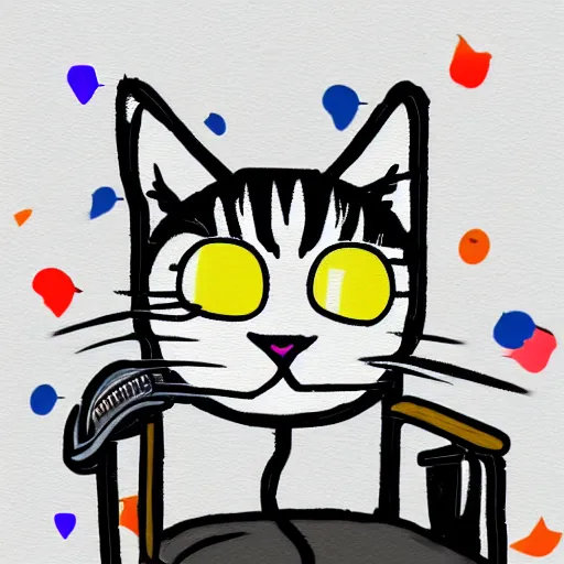 Prompt: cat in wheelchair emoji art.