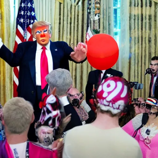 Image similar to donald trump in clown makup