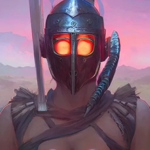 Image similar to cyberpunk viking helmet mask warrior goddess robot ninja fantasy, art gta 5 cover, official fanart behance hd artstation by jesper ejsing, by rhads, makoto shinkai and lois van baarle, ilya kuvshinov, ossdraws