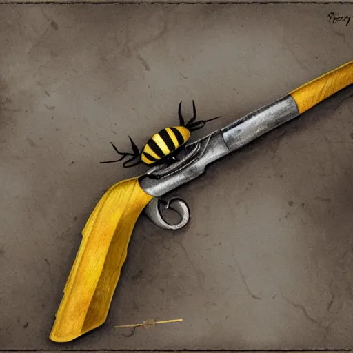 Prompt: a bee gun hybrid, fantasy art