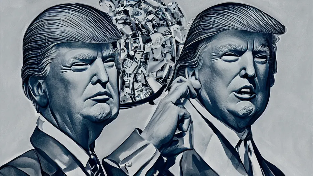 Prompt: donald trump apotheosis in the style of syd mead and alex grey