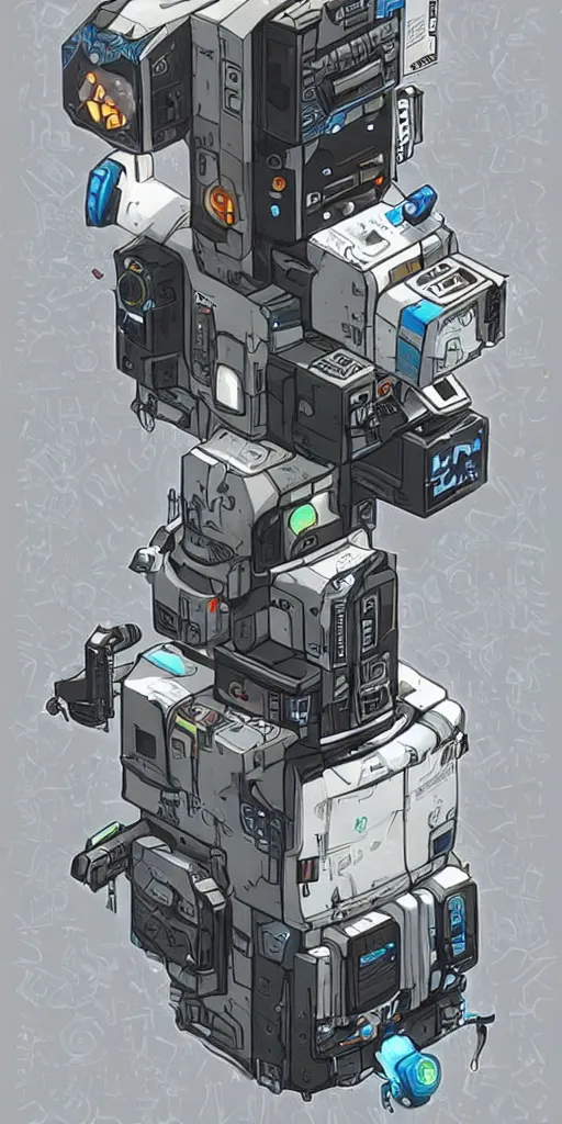 Prompt: an extremely complex and advanced cyberpunk gameboy, style of Aperture Science