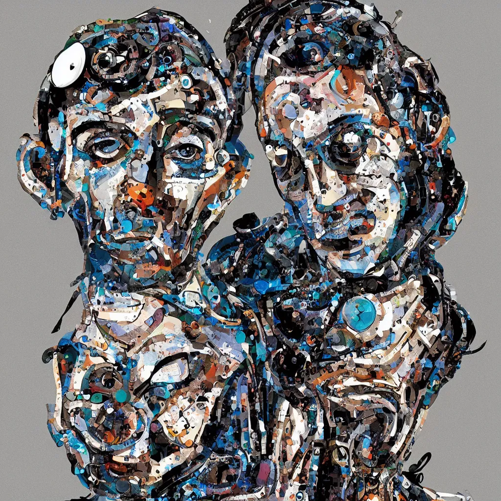 Prompt: if salvador dali was half human half robot, but 1 0 0 % a party machine, digital art