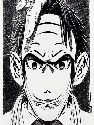 Image similar to [ luffy mustache ] ( by kim jung gi ) ( by kentaro miura )