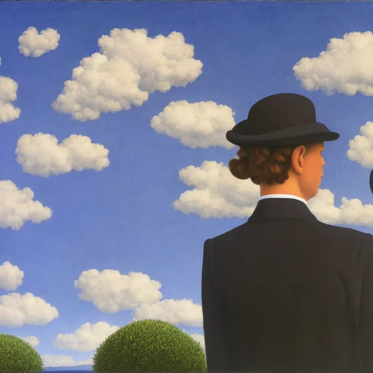 Prompt: window in distance in the middle of the sky, by rene magritte, centered, detailed painting, hd, hq, high resolution, high detail, 4 k, 8 k