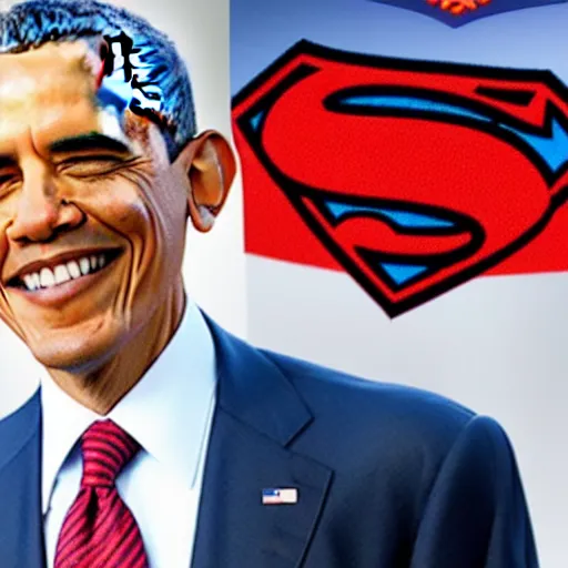 Prompt: obama wearing superman's clothes