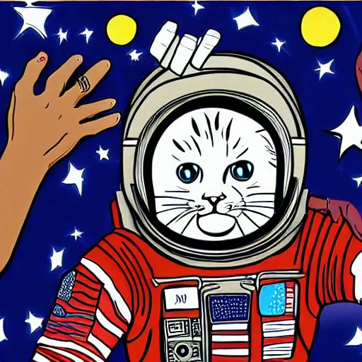 Image similar to astronaut cat shaking hands with the president