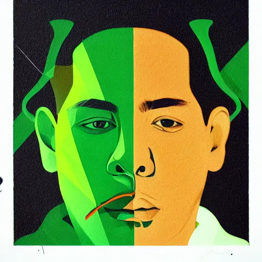 Image similar to marijuana profile picture by sachin teng, miami, organic painting, marijuana smoke, matte, hiphop, hard edges, energetic, 3 d shapes, asymmetrical, smoke, green, masterpiece