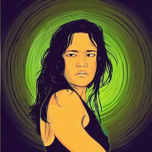 Image similar to “ michelle rodriguez retro minimalist portrait by jean giraud, moebius starwatcher comic, 8 k ”