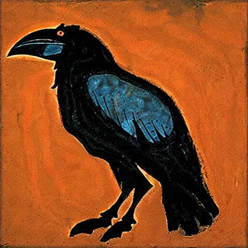 Image similar to shaman - raven, paleolithic cave art