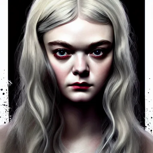 Image similar to symmetry!! portrait of elle fanning as sniperwolf, horror, fashion, dark!! intricate, elegant, textured, highly detailed, digital painting, artstation, concept art, smooth, sharp focus, illustration, art by artgerm and frank frazetta and peter paul rubens