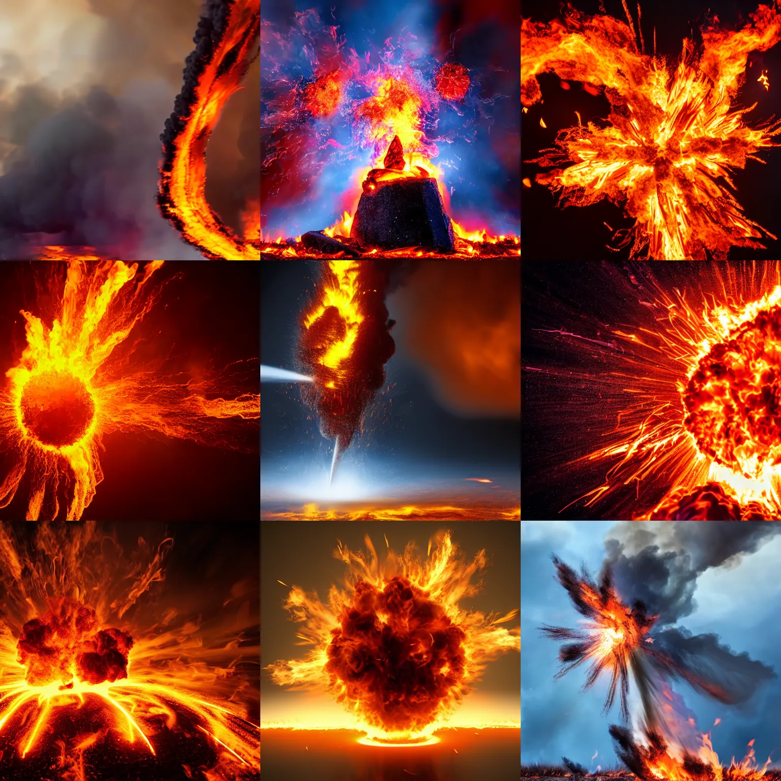 Image similar to explosion with fire, 4 k