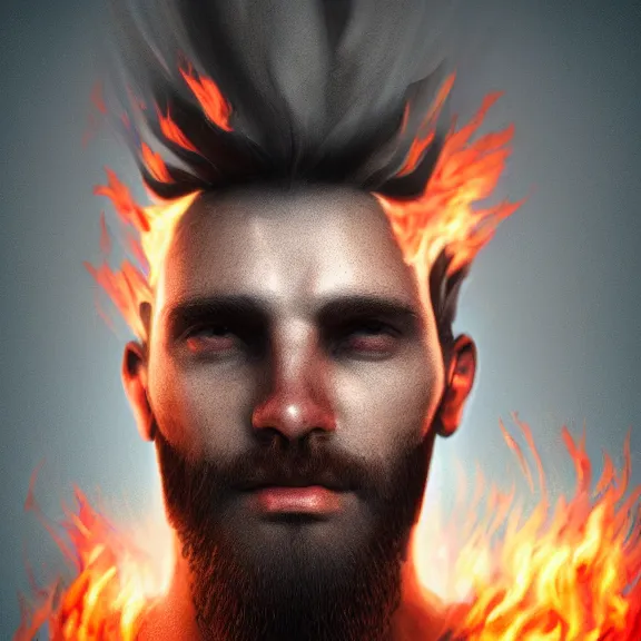 Image similar to portrait. abstract matte painting of a man on fire. Goya, ArtStation, CGSociety, Unreal Engine