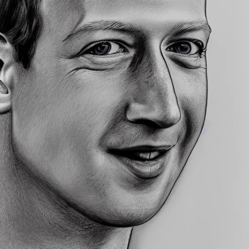 Prompt: mark zuckerberg, detailed pencil sketch