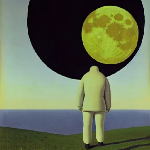 Image similar to The man on the moon, by Rene Magritte