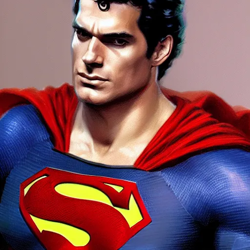 Prompt: Henry Cavill dressing up the cape as Superman, closeup character art by Donato Giancola, Craig Mullins, digital art, trending on artstation