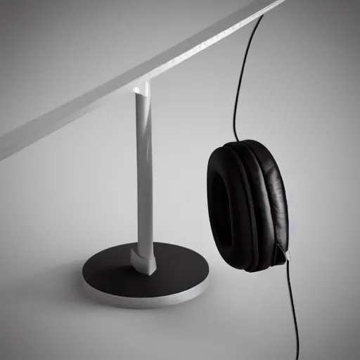 Image similar to headphone stand!!!, futuristic, techno, cyberpunk, product design, 3 d render, concept, fun, swag, cute