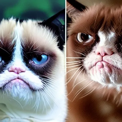 Image similar to smiling Face pareidolia of grumpy cat