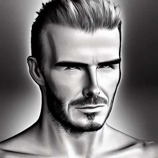 Image similar to “a realistic detailed photo of a guy who is an attractive humanoid who is half robot and half humanoid, who is a male android, David Beckham, shiny skin, posing like a statue, blank stare”