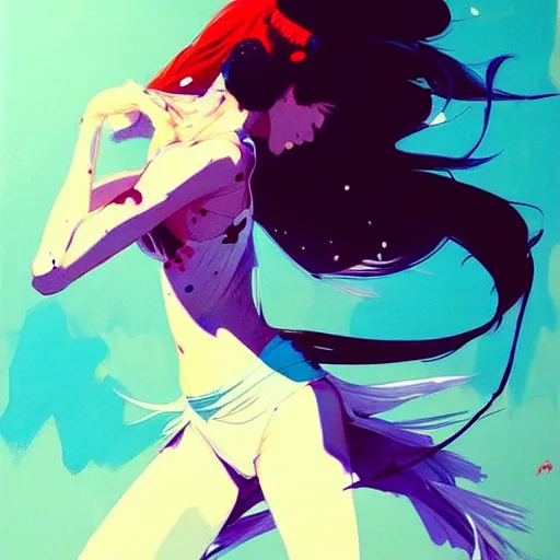 Prompt: a ultradetailed beautiful painting of a stylish woman dancing, by conrad roset, greg rutkowski and makoto shinkai, trending on artstation