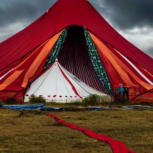 Image similar to circus tent in a tornado