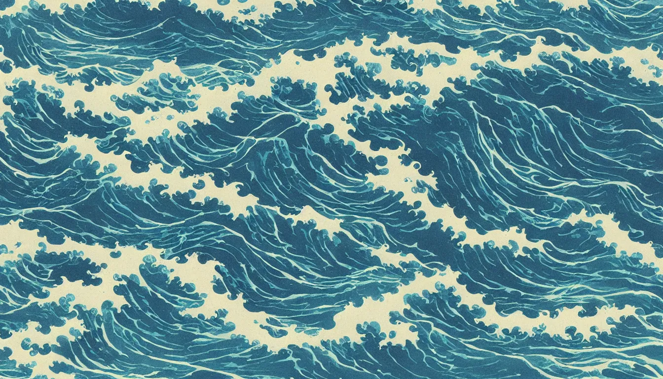 Image similar to ocean waves, japanese illustration