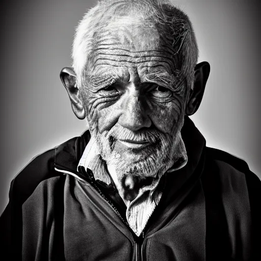 Prompt: portrait of an old man, high contrast, black and white