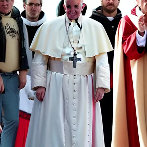 Prompt: the pope wearing a dark hooded cloak