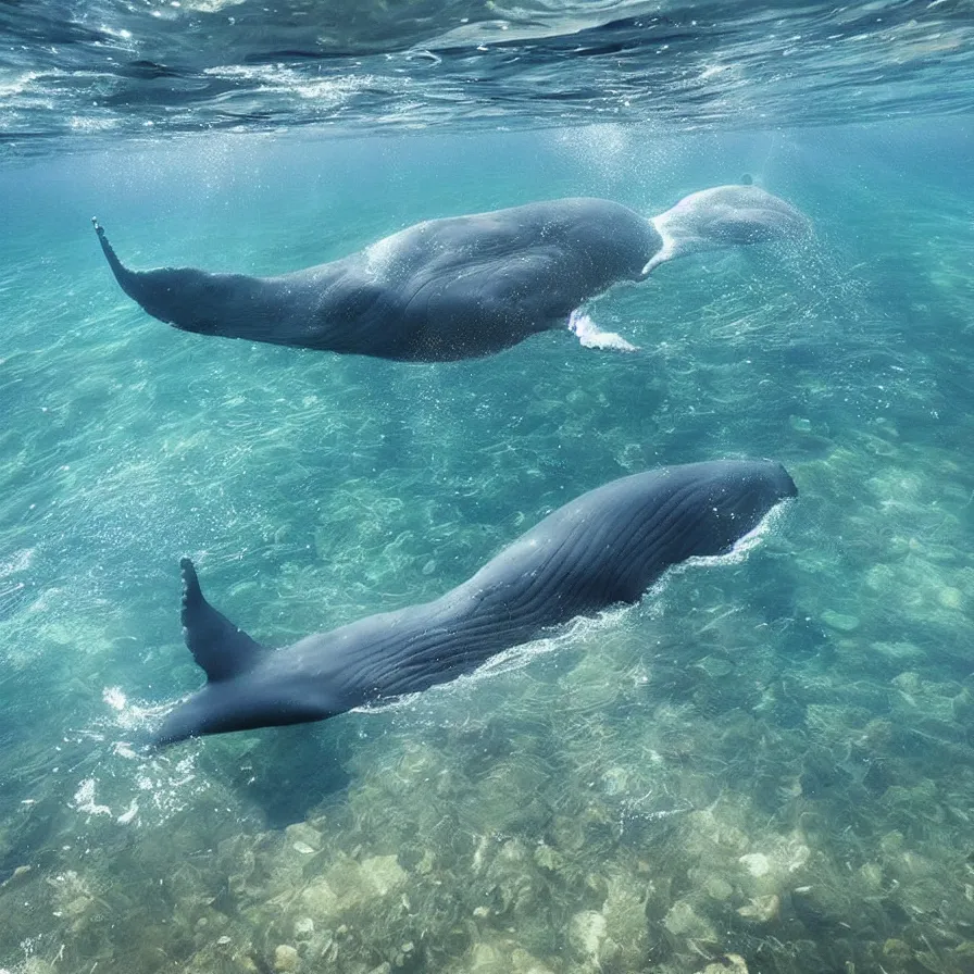 Prompt: “beautiful underwater refracted light rays whale ”