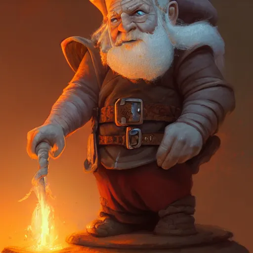 Prompt: an old gnome wizard, by justin gerard and greg rutkowski, digital art, realistic painting, dnd, character design, trending on artstation