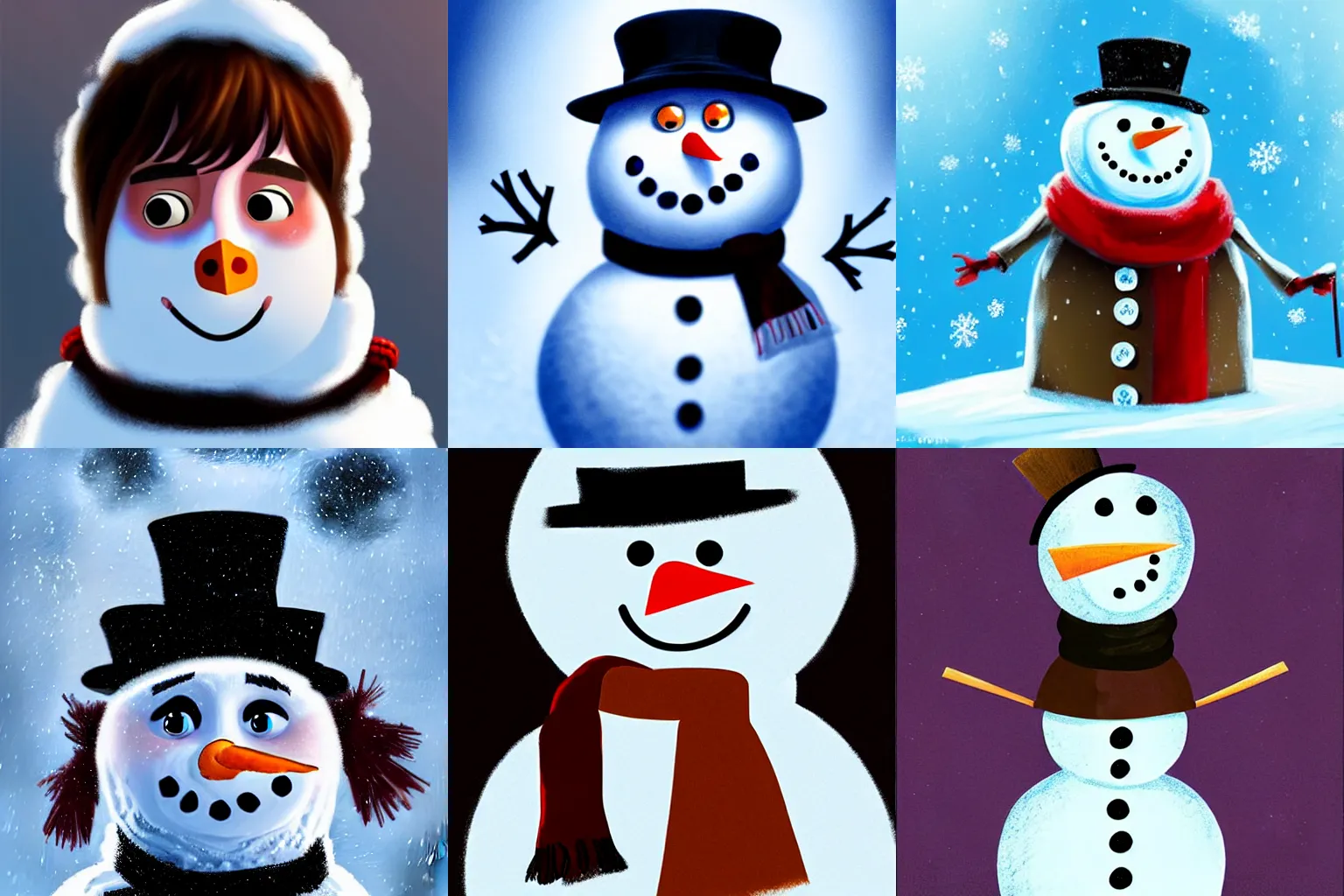 Prompt: a portrait concept art of Daniel radcliff playing the role of a sad snowman in a kids movie