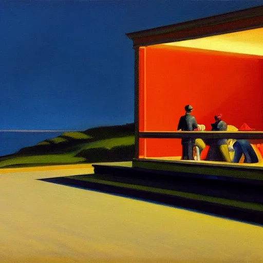 Image similar to painting of the end of the world in the style of Edward Hopper